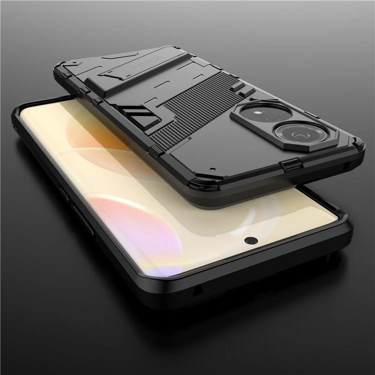 Kickstand Anti-Scratch Anti-Drop Stylish Dual Layer Hard PC Soft TPU Rugged Protective Phone Case for Huawei nova 9/ Honor 50 - Noir