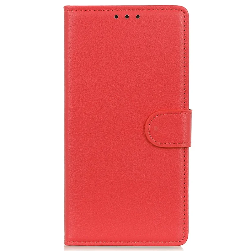 Litchi Texture Scratch Resistant Shock-absorption PU Leather Stand Wallet Phone Case Cover for Honor 50 - Red