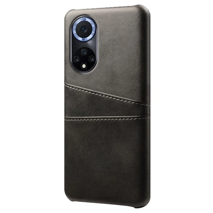 Slot a Doppia Scheda KSQ Copertina di Telefono Design PU Peth + PC Custodia Per Huawei Nova 9 / Onore 50 - Nero