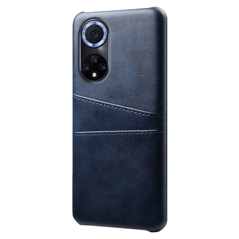 Dual Card Slots Design Phone Cover PU Leather + PC Hard Case for Huawei nova 9 / Honor 50 - Blue
