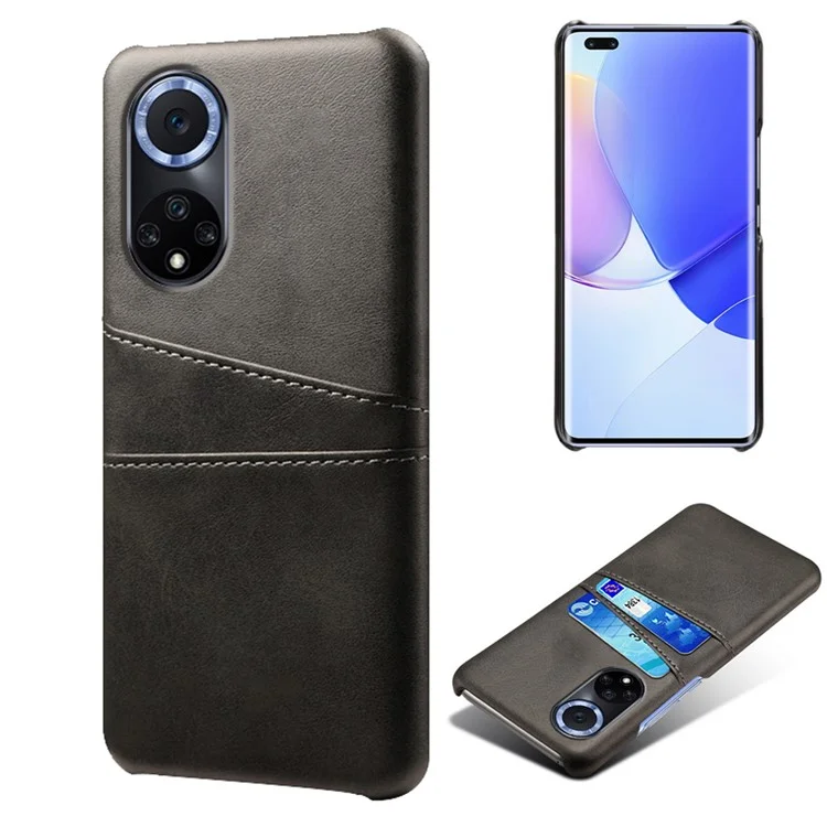 KSQ Quality PU Leather and Hard PC Phone Case Phone Cover with Dual Card Slots for Huawei nova 9 Pro / Honor 50 Pro - Black