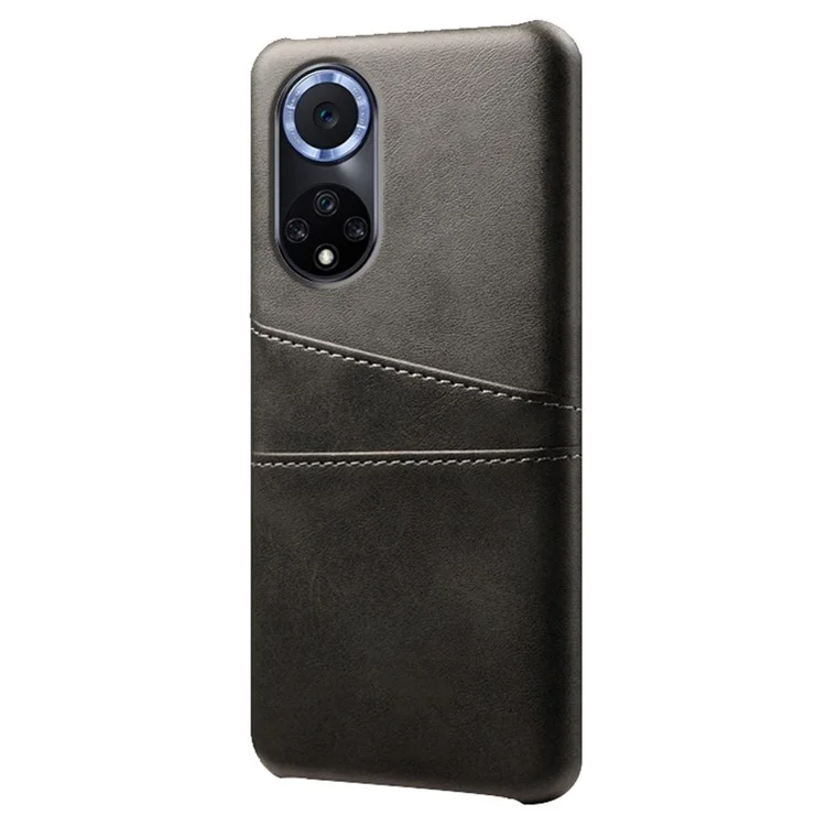 KSQ Quality PU Leather and Hard PC Phone Case Phone Cover with Dual Card Slots for Huawei nova 9 Pro / Honor 50 Pro - Black