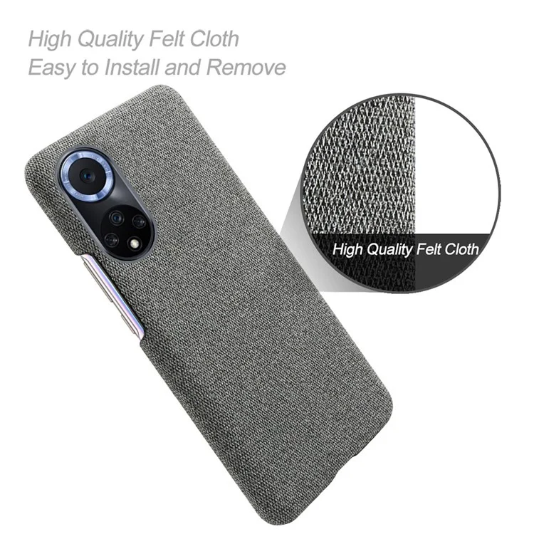 KSQ Scratch Resistant Phone Shell Cloth Coated Plastic Phone Case for Huawei nova 9 / Honor 50 - Grey