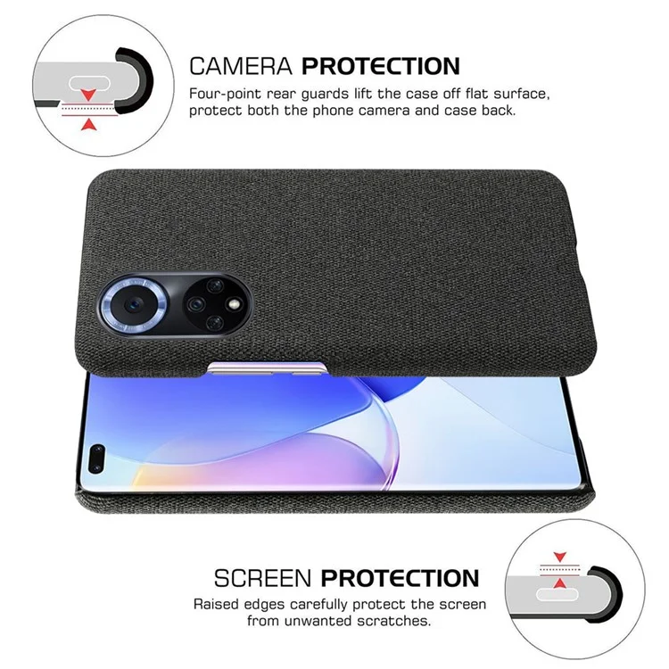 KSQ Custodia per Telefono in Tessuto Resistente ai Graffi per Huawei nova 9 / Honor 50 - Nero