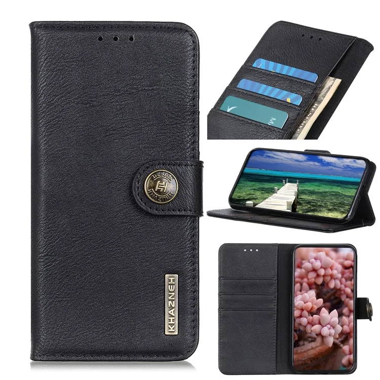 Khazneh Flip in Stile Libro Completamente Avvolto in Pelle Wallet Cover Per Huawei Nova 9 - Nero