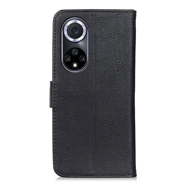 Khazneh Flip in Stile Libro Completamente Avvolto in Pelle Wallet Cover Per Huawei Nova 9 - Nero