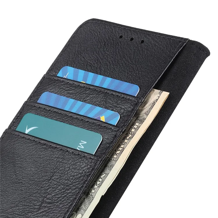 Khazneh Flip in Stile Libro Completamente Avvolto in Pelle Wallet Cover Per Huawei Nova 9 - Nero