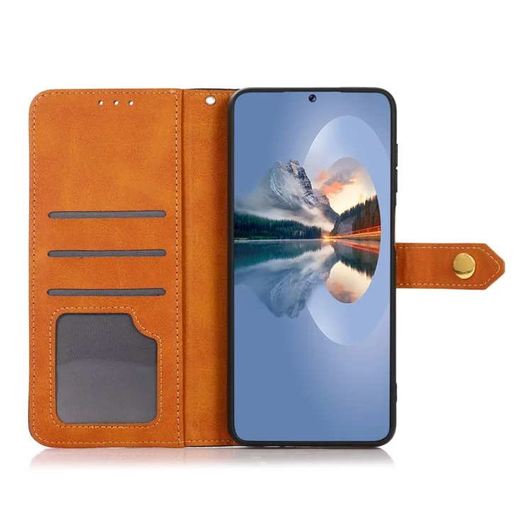 KhazNeh Allround-Schutz Magnetischer Goldener Verschluss PU-Leder-Telefon-Flip-Cover-Stand-Wallet-Shell Für Ehre 50 Lite / Huawei Nova 8i - Schwarz