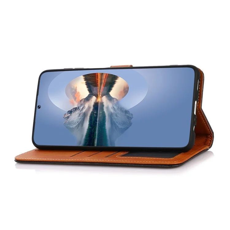 KhazNeh Allround-Schutz Magnetischer Goldener Verschluss PU-Leder-Telefon-Flip-Cover-Stand-Wallet-Shell Für Ehre 50 Lite / Huawei Nova 8i - Schwarz