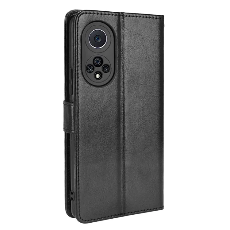 Crazy Horse Texture PU Leather Anti-drop Wallet Stand Design Telefono Shell Per Huawei Nova 9 - Nero