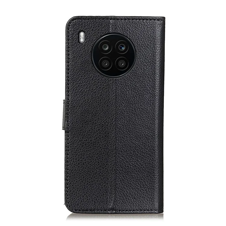 Étui de protection en cuir PU aspect texturé pour téléphone Huawei nova 8i/Honor 50 Lite - Noir
