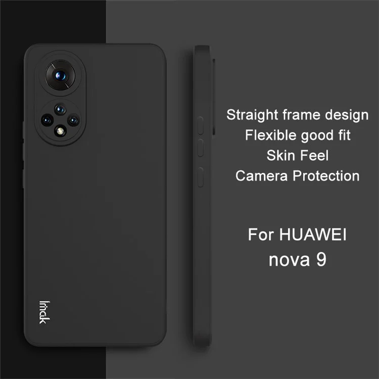 IMAK UC-4 Series Straight Frame Design Skin Feel Light Slim Soft TPU Phone Back Cover for Huawei nova 9 - Black