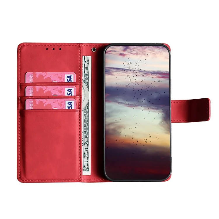 Crocodile Texture Magnetic Closure PU Leather Wallet Stand Flip Well-protected Case Shell for Honor 50 Pro - Red