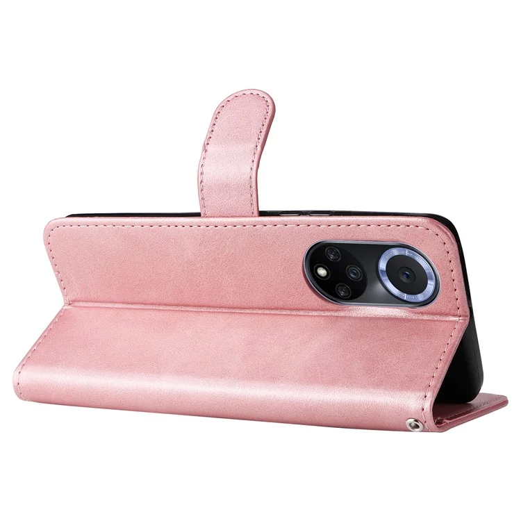 Custodia Per Telefono in Pelle PU Custodia All-inclusive Con Portafoglio di Design Tascabile Con Cerniera e Sta Per Huawei Nova 9/Honor 50 - Oro Rosa