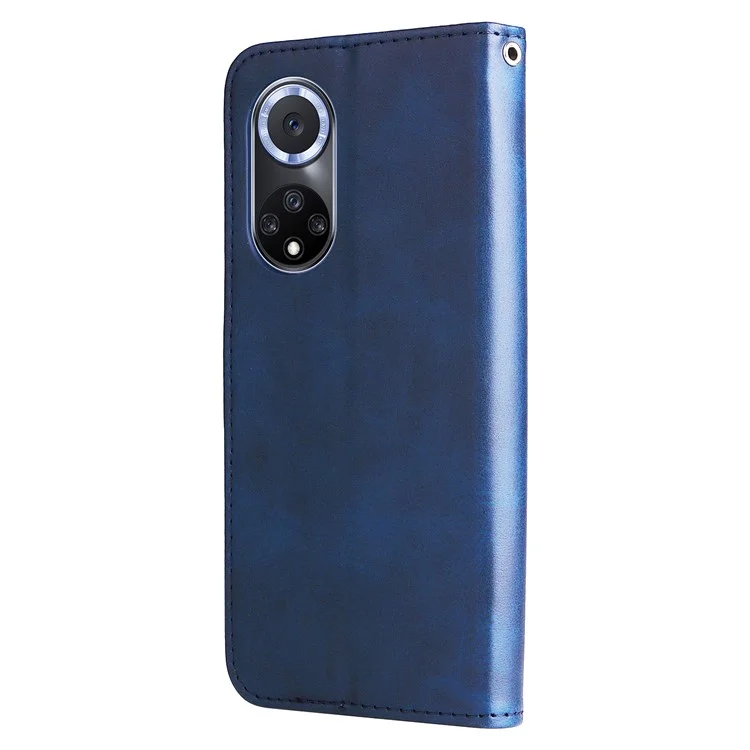 Étui de Téléphone en Cuir PU Avec un Portefeuille de Conception de Poche à Fermeture Éclair et Stand Pour Huawei Nova 9 / Honor 50 - Bleu