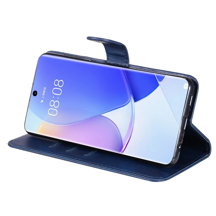 Étui de Téléphone en Cuir PU Avec un Portefeuille de Conception de Poche à Fermeture Éclair et Stand Pour Huawei Nova 9 / Honor 50 - Bleu