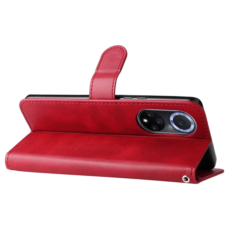 PU Leather Phone Case All-Inclusive Case with Zipper Pocket Design Wallet and Stand for Huawei nova 9/Honor 50 - Red