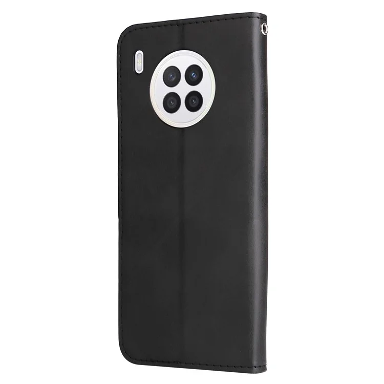 Étui à Casse de Porte en Cuir de Poche Zippé de Conception du Portefeuille Pour Huawei Nova 8i / Honor 50 Lite - le Noir