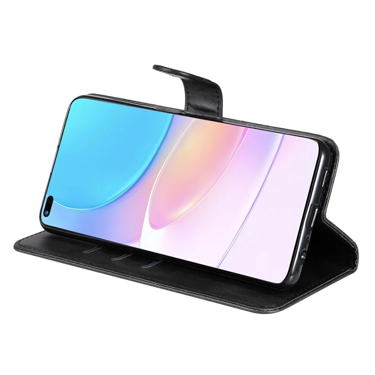 Étui à Casse de Porte en Cuir de Poche Zippé de Conception du Portefeuille Pour Huawei Nova 8i / Honor 50 Lite - le Noir