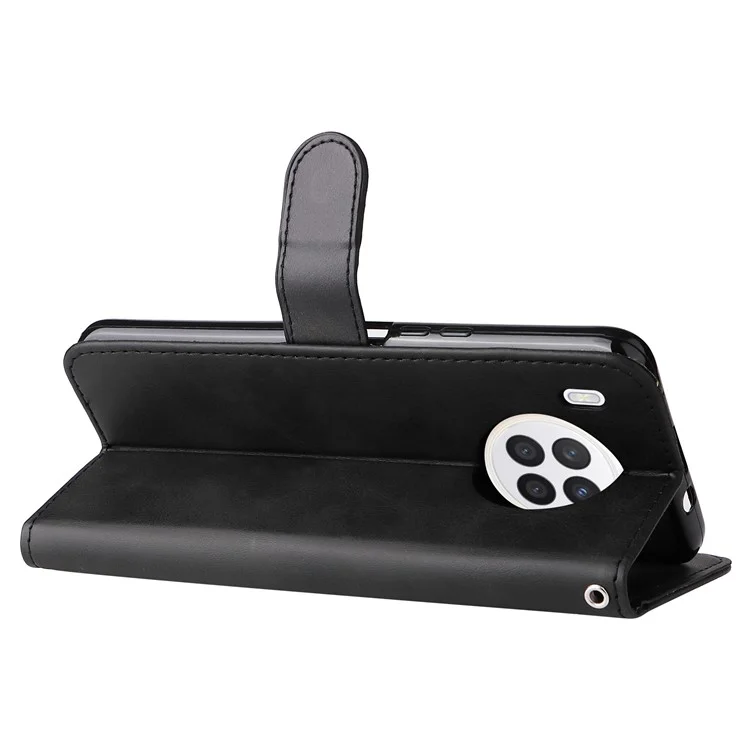 Étui à Casse de Porte en Cuir de Poche Zippé de Conception du Portefeuille Pour Huawei Nova 8i / Honor 50 Lite - le Noir