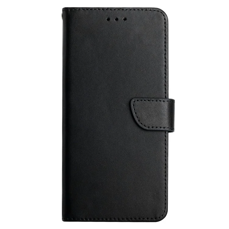 Solid Color Nappa Texture Case Stand Wallet Genuine Leather Mobile Phone Cover for Huawei P40 Pro - Black