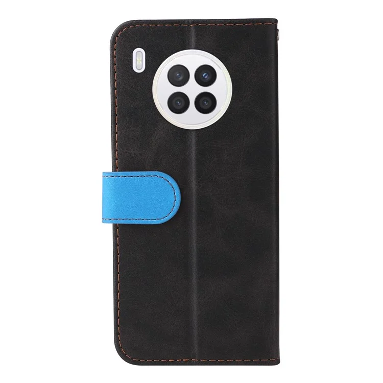Étui de protection pour téléphone avec design portefeuille à deux couleurs et style d'affaires pour Huawei nova 8i/Honor 50 Lite 5G - Bleu