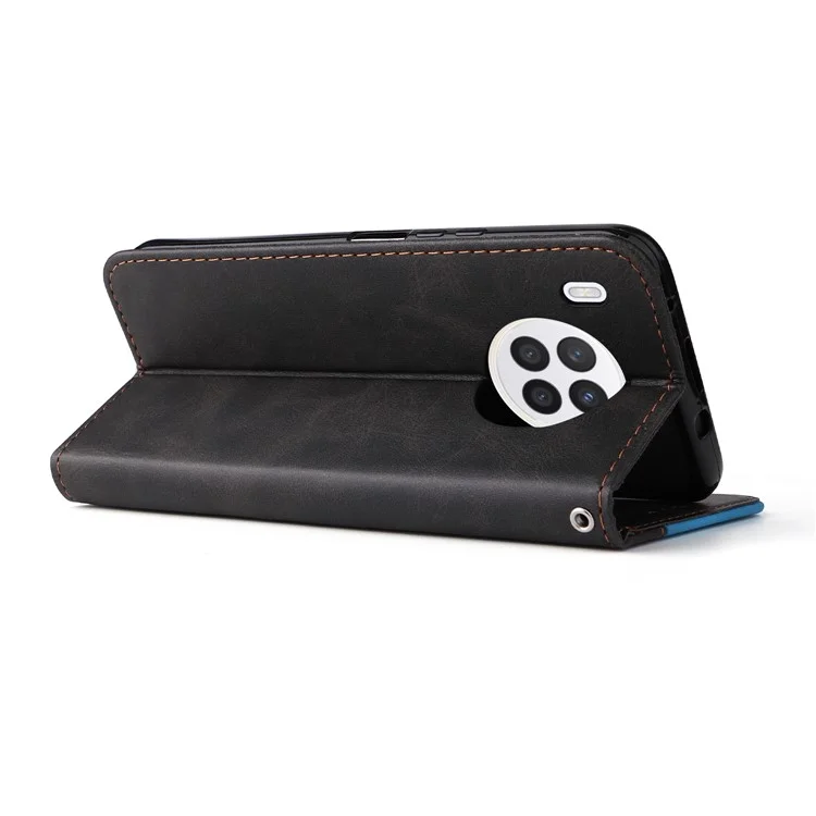 Étui de protection pour téléphone avec design portefeuille à deux couleurs et style d'affaires pour Huawei nova 8i/Honor 50 Lite 5G - Bleu