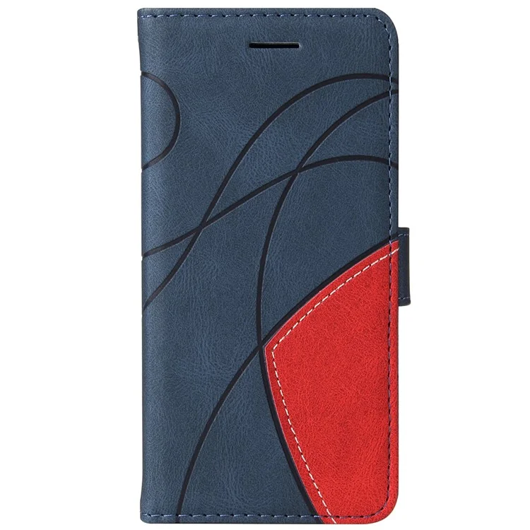 KT Leder-serie-1 Anti-fingerabdruck Dual-Color Spleißstil Flip Phone Shell PU Leder Brieftasche Design Telefonhülle Mit Stand Für Huawei Nova 9 / Ehre 50 - Blau