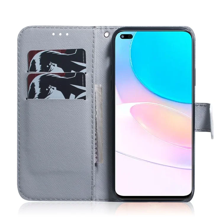 Étui en cuir à motif mignon Étui de protection complète du corps Étui à rabat portefeuille antichoc pour Huawei nova 8i / Honor 50 Lite - Fleur d'abricot