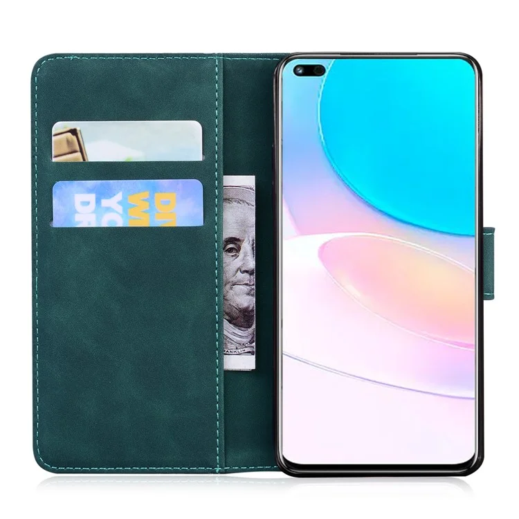 Butterfly Printing Stand Portefeuille Conception Couverture de Téléphone en Cuir Tactile Pour Huawei Nova 8i / Honneur 50 Lite - Vert