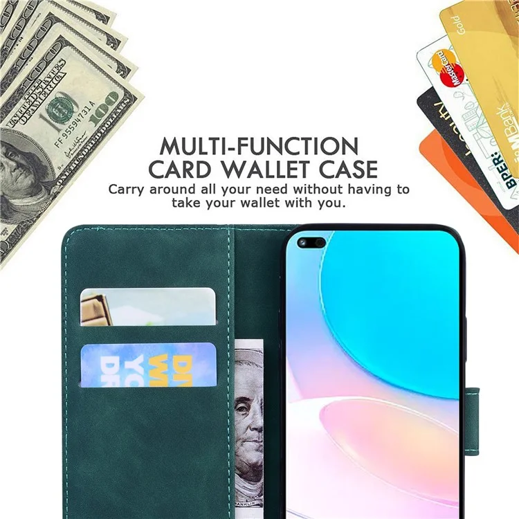 Butterfly Printing Stand Portefeuille Conception Couverture de Téléphone en Cuir Tactile Pour Huawei Nova 8i / Honneur 50 Lite - Vert