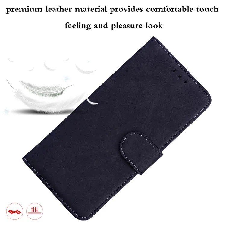 Coque de téléphone Flip Wallet à couleur unie et antichoc en cuir PU pour Huawei nova 8i/Honor 50 Lite - Noir