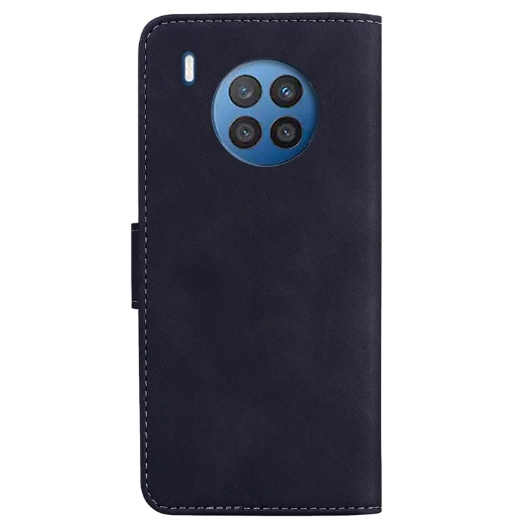 Coque de téléphone Flip Wallet à couleur unie et antichoc en cuir PU pour Huawei nova 8i/Honor 50 Lite - Noir