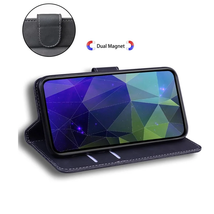 Coque de téléphone Flip Wallet à couleur unie et antichoc en cuir PU pour Huawei nova 8i/Honor 50 Lite - Noir