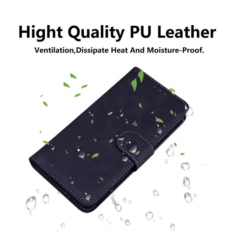 Coque de téléphone Flip Wallet à couleur unie et antichoc en cuir PU pour Huawei nova 8i/Honor 50 Lite - Noir
