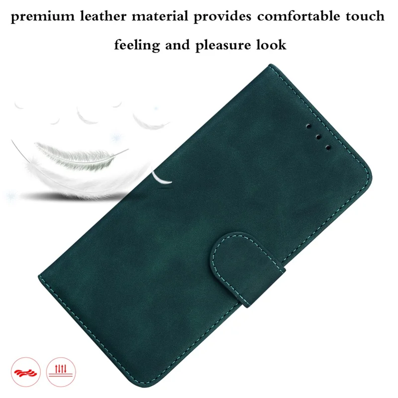 Solid Color Shockproof Phone Cover PU Leather Stand Wallet Flip Case for Huawei nova 8i/Honor 50 Lite - Green