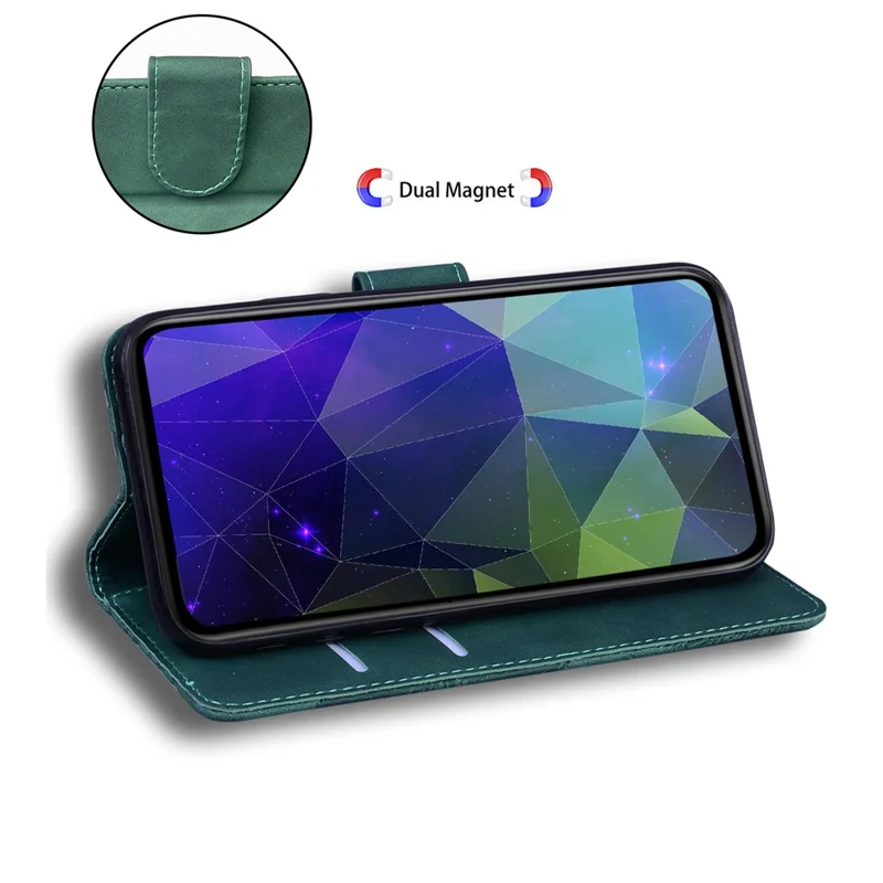 Solid Color Shockproof Phone Cover PU Leather Stand Wallet Flip Case for Huawei nova 8i/Honor 50 Lite - Green
