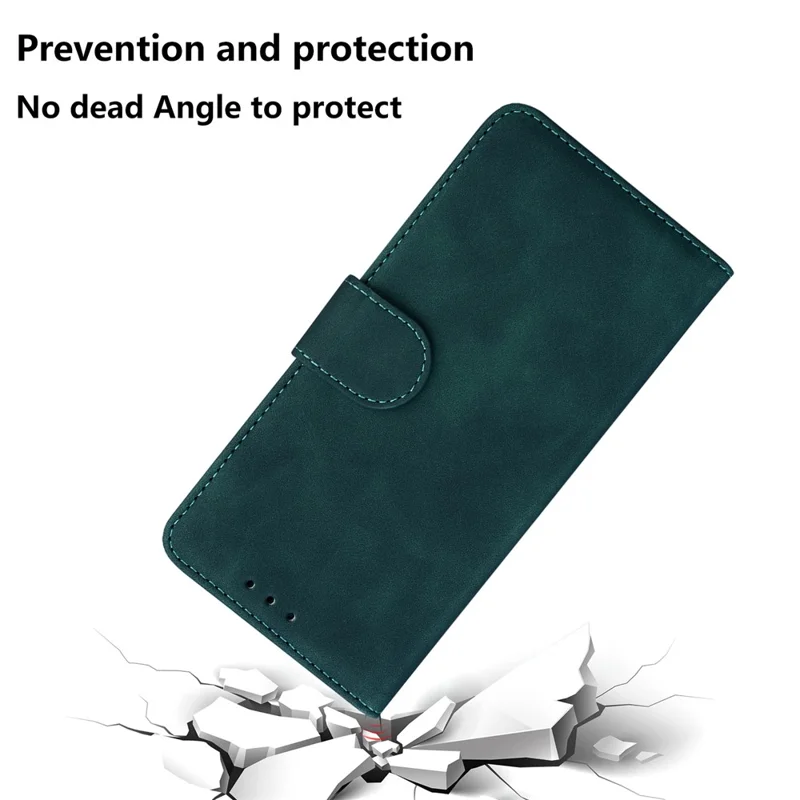 Solid Color Shockproof Phone Cover PU Leather Stand Wallet Flip Case for Huawei nova 8i/Honor 50 Lite - Green