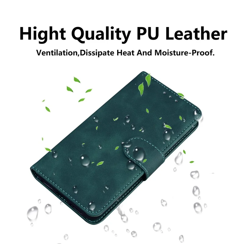 Solid Color Shockproof Phone Cover PU Leather Stand Wallet Flip Case for Huawei nova 8i/Honor 50 Lite - Green