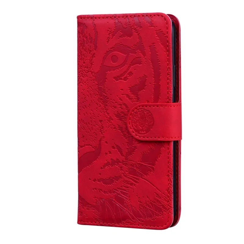 Tiger Pattern Imprinted Horizontal Flip PU Leather Case Magnetic Clasp Stand Wallet Phone Cover for Huawei nova 8i / Honor 50 Lite - Red
