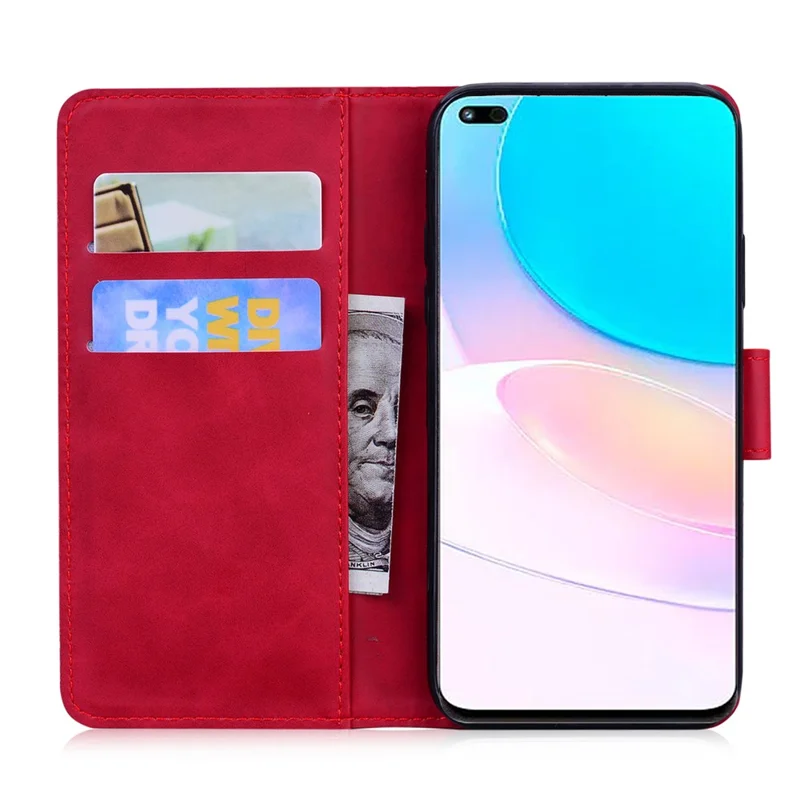 Tiger Pattern Imprinted Horizontal Flip PU Leather Case Magnetic Clasp Stand Wallet Phone Cover for Huawei nova 8i / Honor 50 Lite - Red