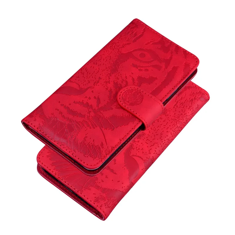 Tiger Pattern Imprinted Horizontal Flip PU Leather Case Magnetic Clasp Stand Wallet Phone Cover for Huawei nova 8i / Honor 50 Lite - Red