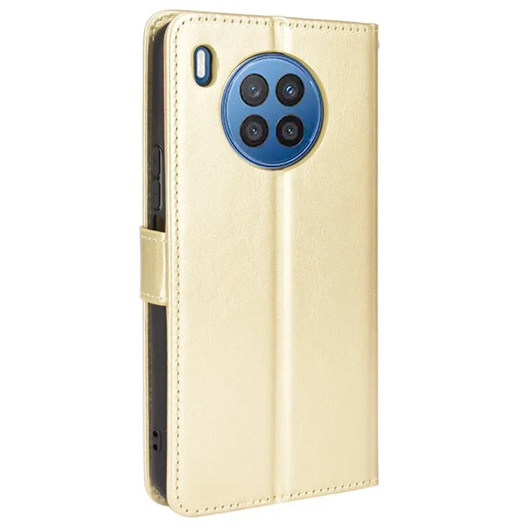 Crazy Horse Texture Anti-Scratch PU le Cuir Portefeuille Case de Fermage Magnétique Avec Bracelet de Poignet Pour Huawei Nova 8i / Honor 50 Lite - or