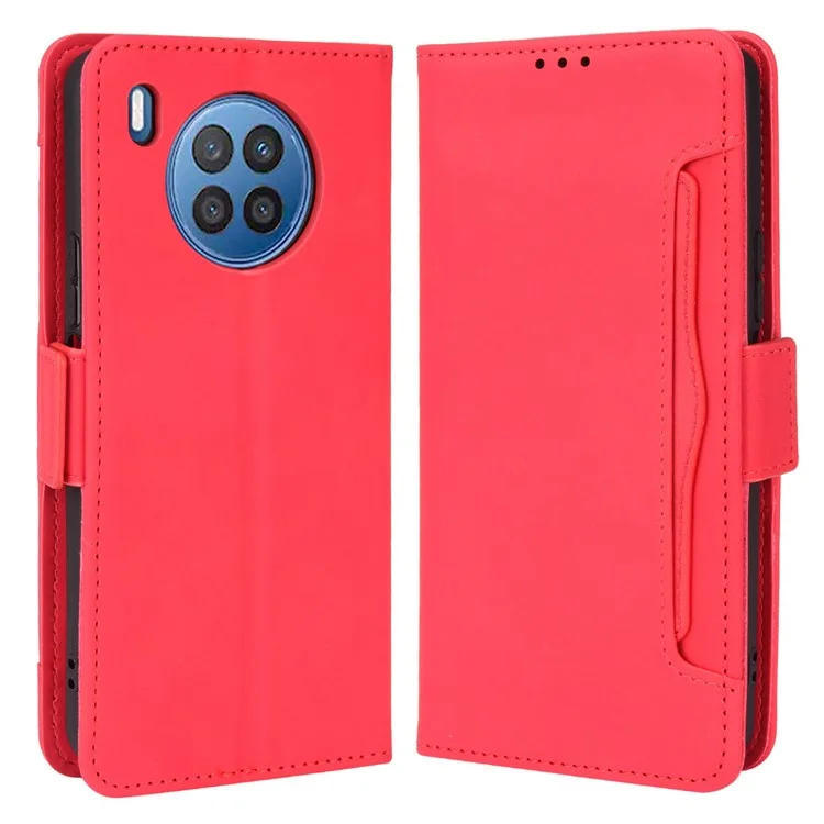 Pour Huawei Nova 8i / Honor 50 Lite Lite Aprovisionnement Magnétique Flip Flip Case de Couverture de Téléphone pu en Cuir PU Couvercle - Rouge