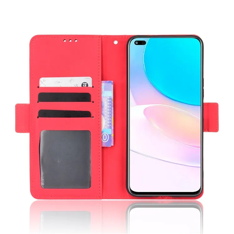 Pour Huawei Nova 8i / Honor 50 Lite Lite Aprovisionnement Magnétique Flip Flip Case de Couverture de Téléphone pu en Cuir PU Couvercle - Rouge