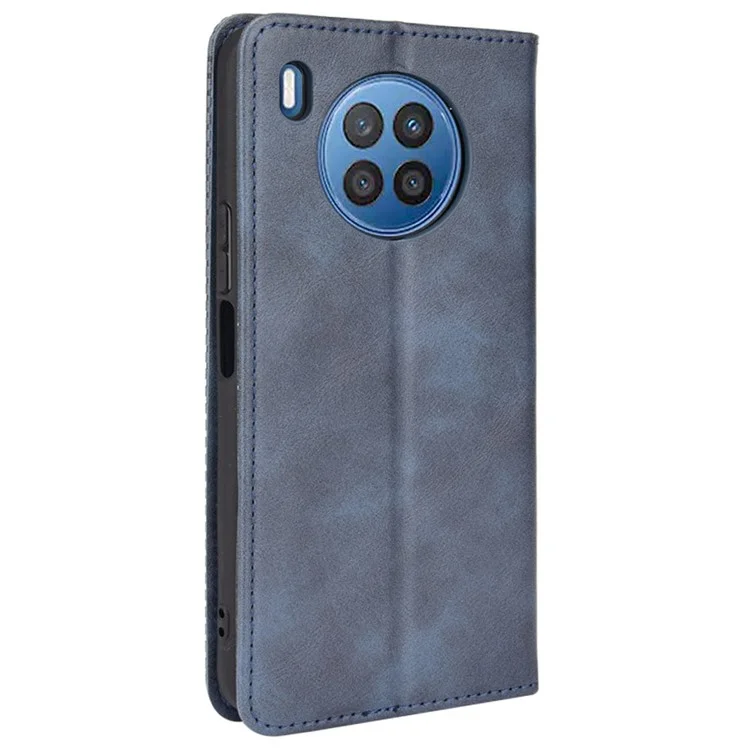 Étui en cuir pour téléphone portable Rétro Texture Portefeuille Support de protection pour Huawei nova 8i/Honor 50 Lite - Bleu