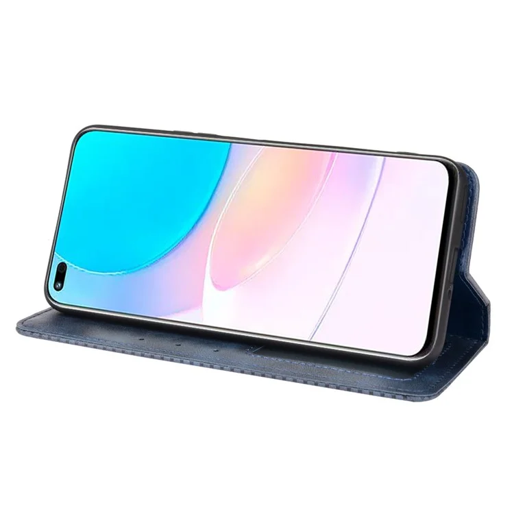 Étui en cuir pour téléphone portable Rétro Texture Portefeuille Support de protection pour Huawei nova 8i/Honor 50 Lite - Bleu