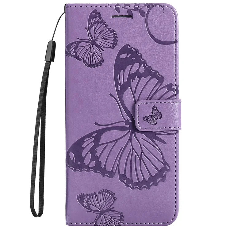 Série Fleur d'Impression KT - Étui portefeuille en cuir PU avec motif papillon imprimé, support, antichoc et dragonne pour Huawei nova 8i / Honor 50 Lite - Violet 