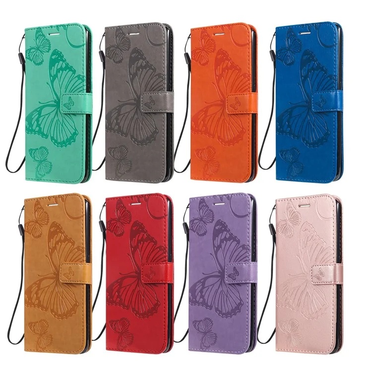 Série Fleur d'Impression KT - Étui portefeuille en cuir PU avec motif papillon imprimé, support, antichoc et dragonne pour Huawei nova 8i / Honor 50 Lite - Violet 