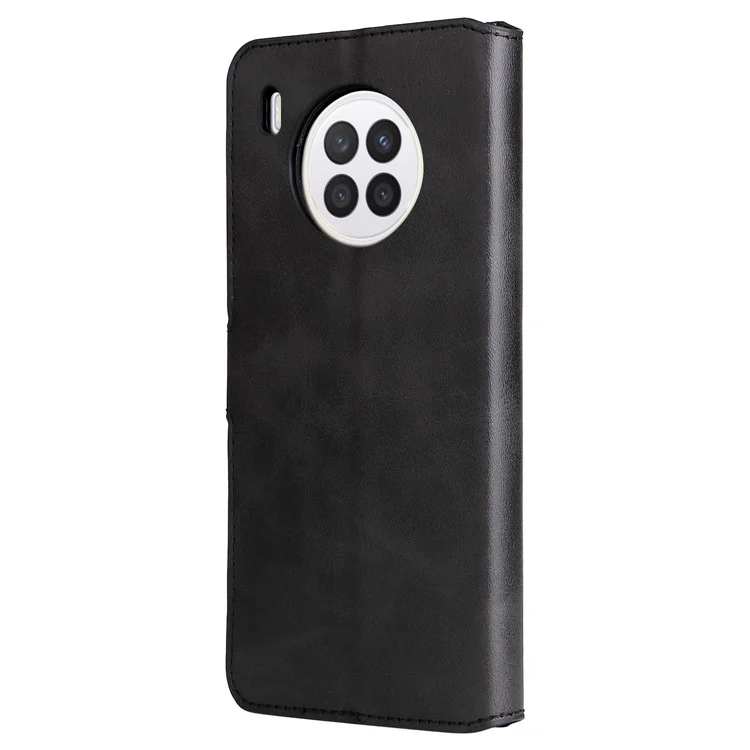 For Huawei nova 8i/Honor 50 Lite 5G Classic Stand Design Cover PU Leather Wallet Drop-proof Flip Phone Case Shell - Black